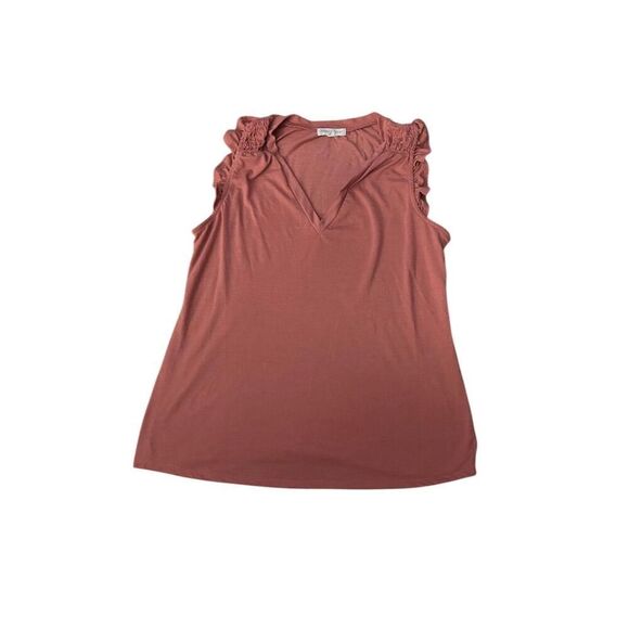 Unbranded Tops - Women's parallel skies Pink V-Neck Ruffle Sleeve Blouse Size L Casual Spring Top